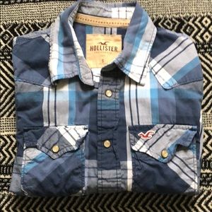 Blue Plaid Hollister Button Down
